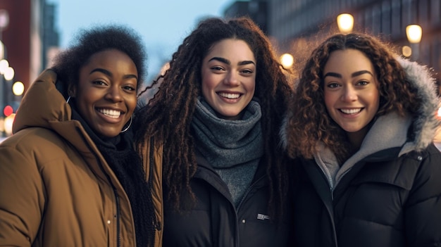 Group portrait of happy friends