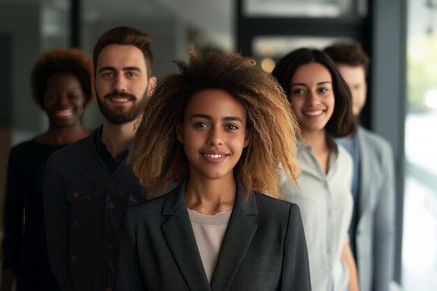 Group portrait of smiling business people