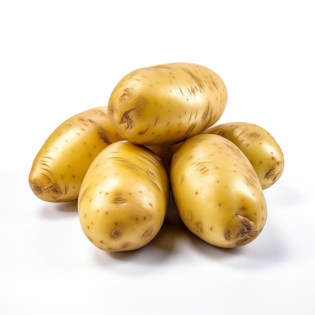 a group of potatoes that are on a white background