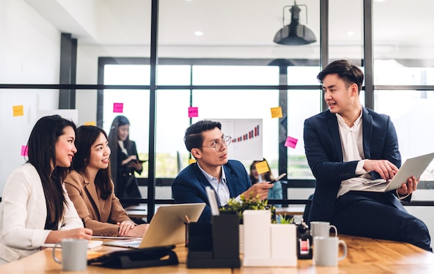 Group of professional asian business meeting and discussing