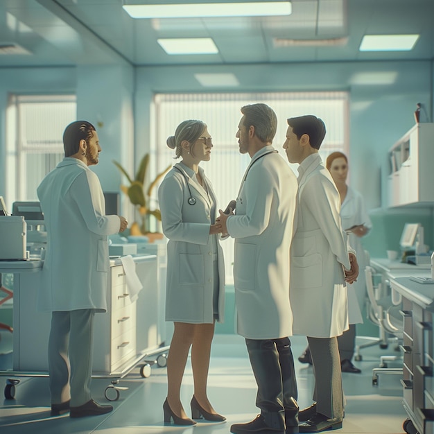 group of professional doctors working together in a hospital