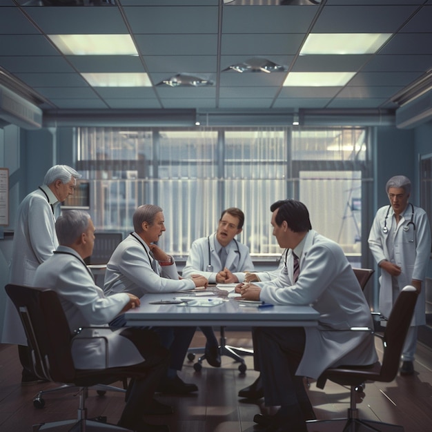 group of professional doctors working together in a hospital