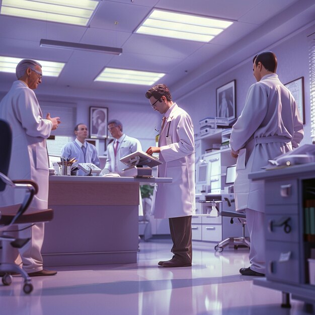 group of professional doctors working together in a hospital