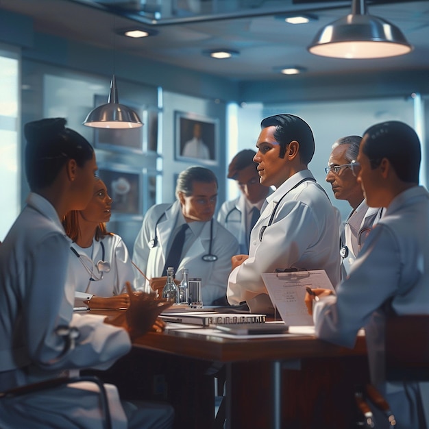 group of professional doctors working together in a hospital