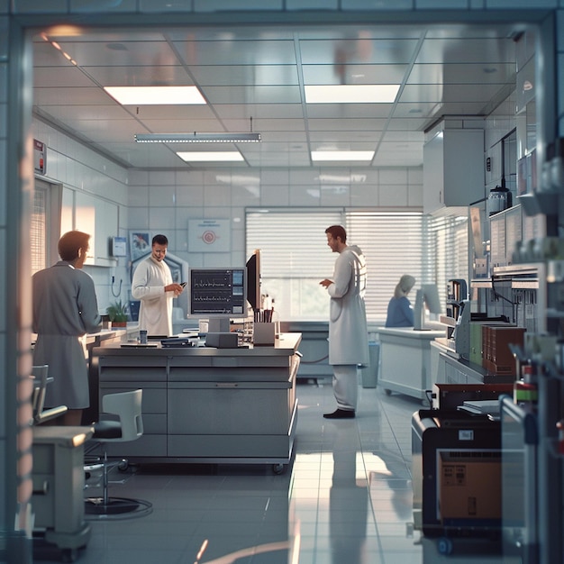 group of professional doctors working together in a hospital