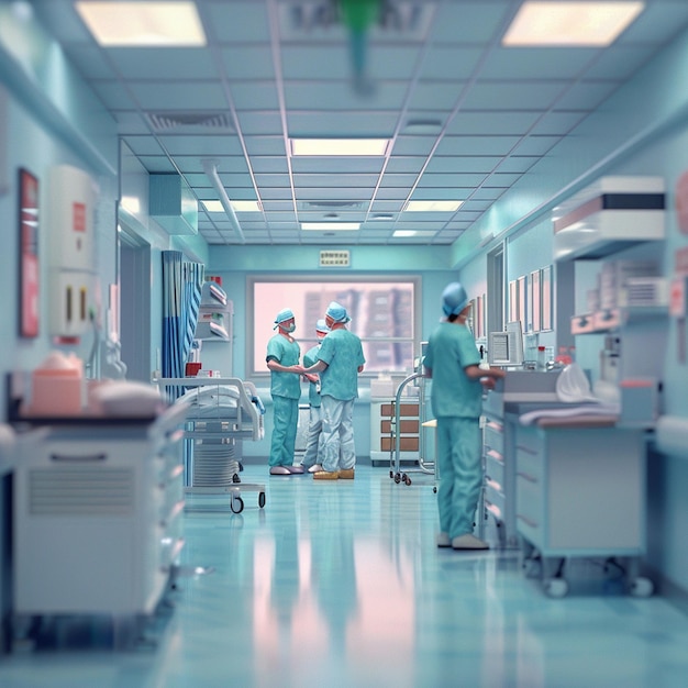 group of professional doctors working together in a hospital