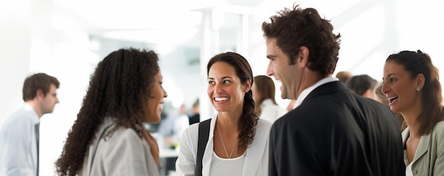 Photo group of professionals engaging in lively conversation