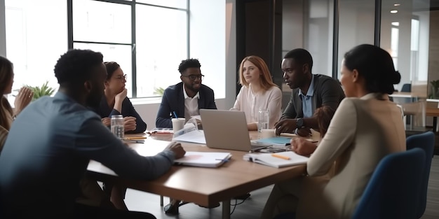 a group of professionals gathered in an office room for a meeting