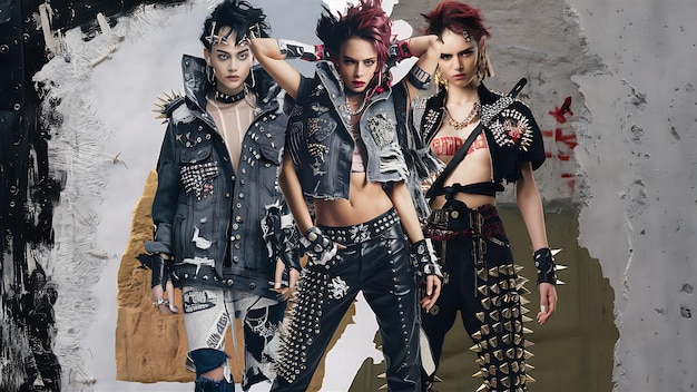 a group of punk women are posing for a photo