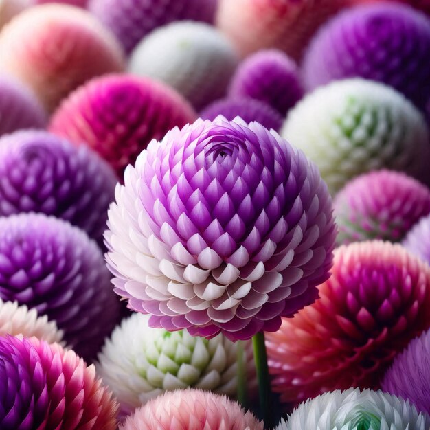 Photo a group of purple and white flowers with a purple flower in the middle