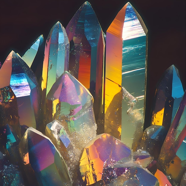 Photo a group of rainbow colored crystals