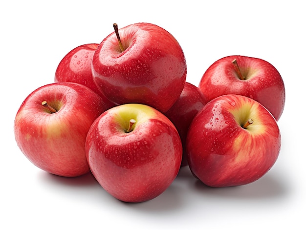 A group of red apples on a white background