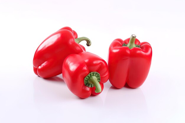 a group of red bell pepper isolated on white background