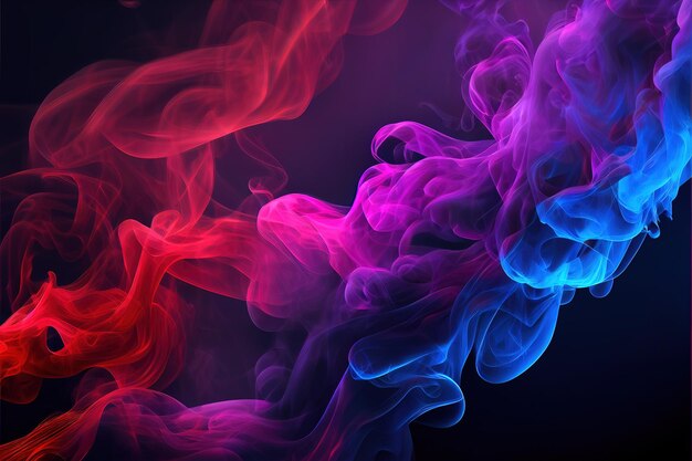 A group of red and blue smokes on a black background generative AI