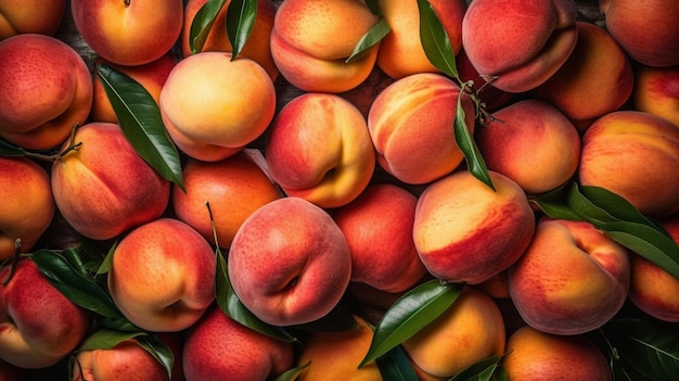 group of ripe peaches background