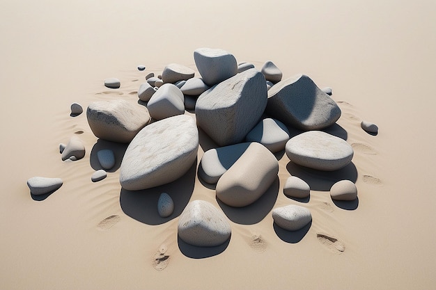 Photo group of rocks on a sandy beach