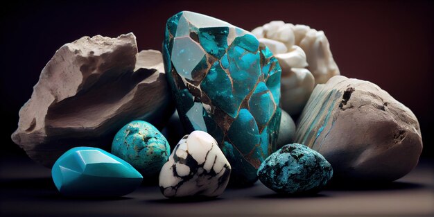 A group of rocks and stones with different colors generative AI