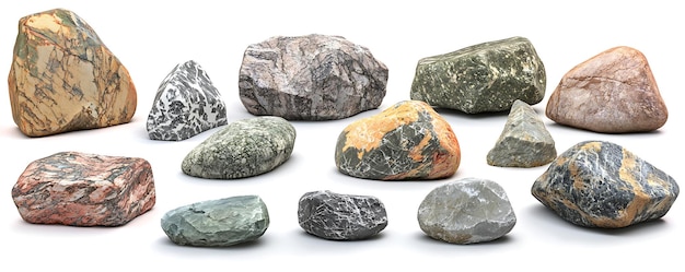 a group of rocks with a green and orange color on them