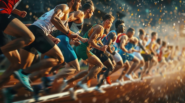 A group of runners racing on a track