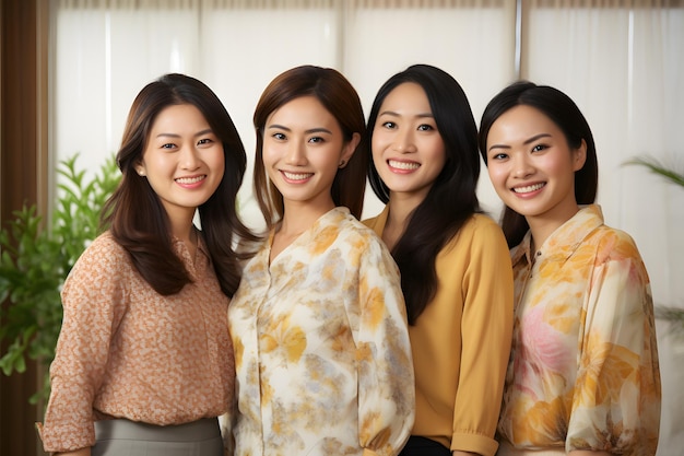 A group of sales team employee wearing batik smile office background