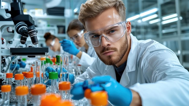 A group of scientists working in a laboratory