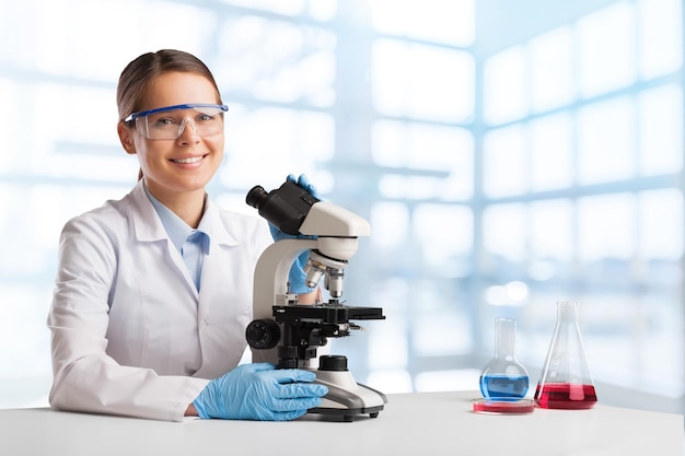 Group of the scientists working at the laboratory