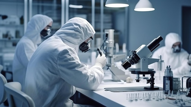 group of scientists working at the laboratory