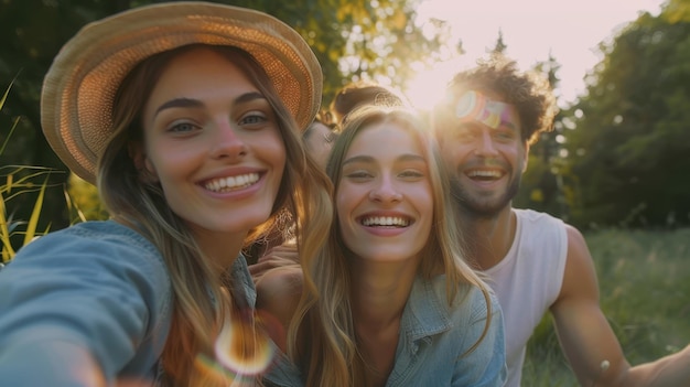 The group selfie outdoors