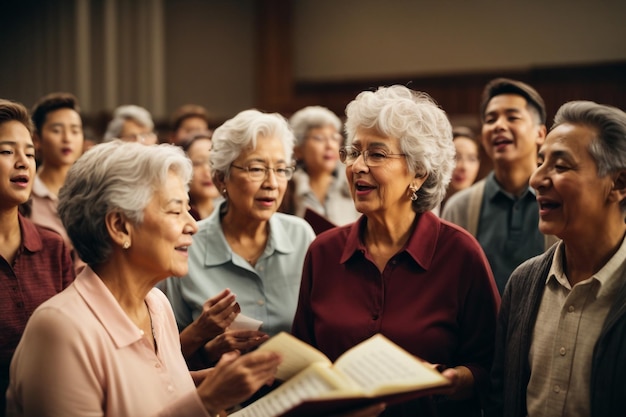 Group Of Seniors Singing In Choir Together