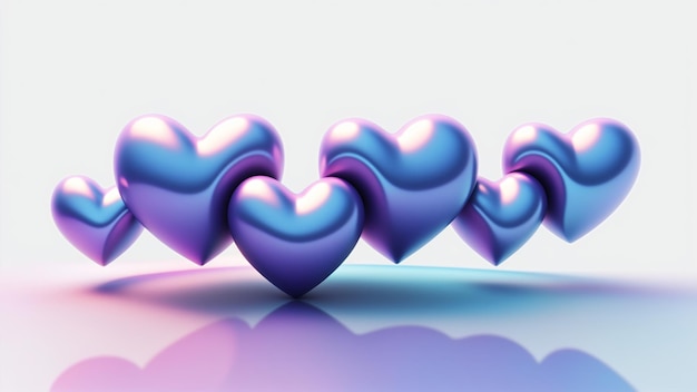 a group of shiny hearts on a clean background