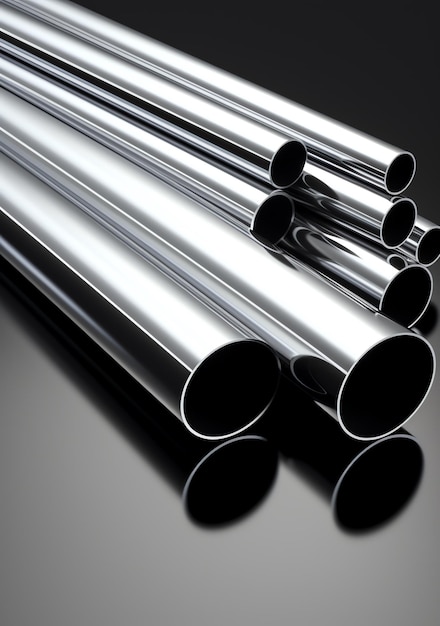 a group of shiny metal pipes