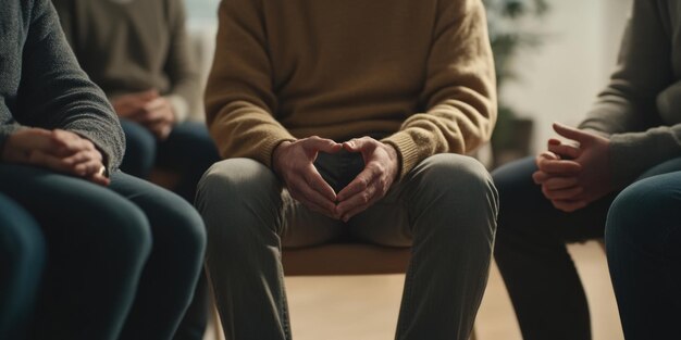 Group Sitting in Circle Holding Hands