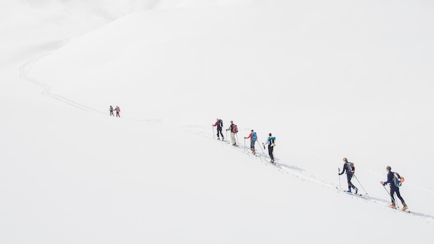 Group of ski mountaineers during an organized excursion