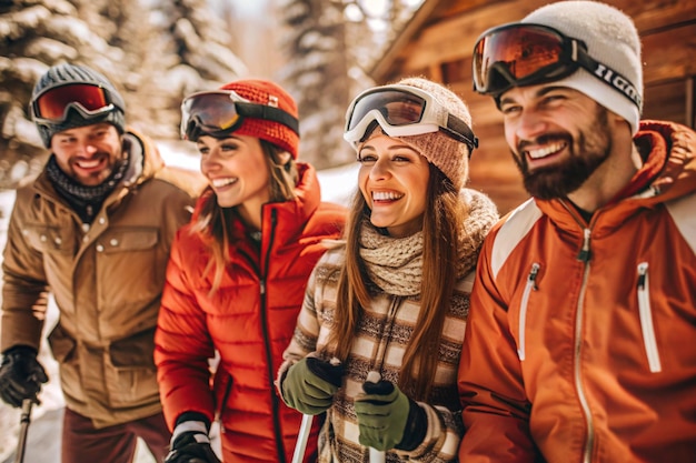 Photo a group of skiers are posing for a picture in the snow