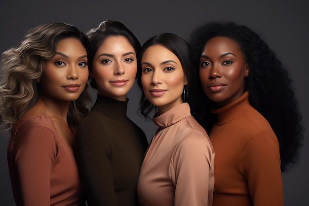 A group of skincare models with different skin types