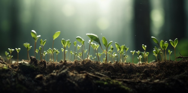 Group of Small Plants Sprouting Out of the Ground