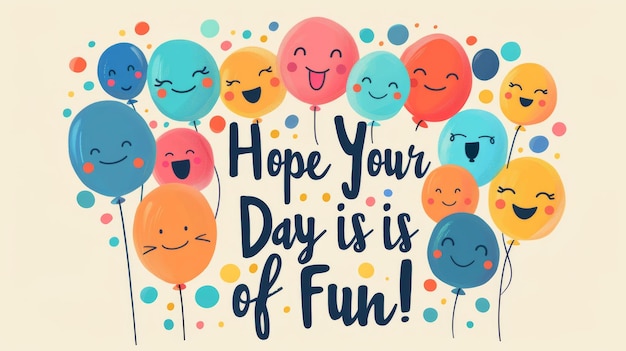 Photo group of smiling balloons wishing fun for your day