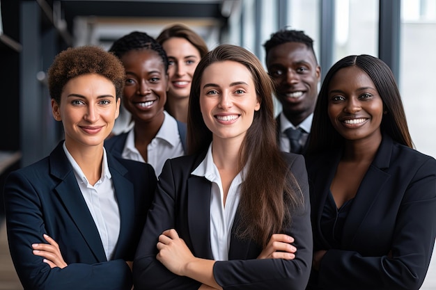 A group of smiling business people standing together