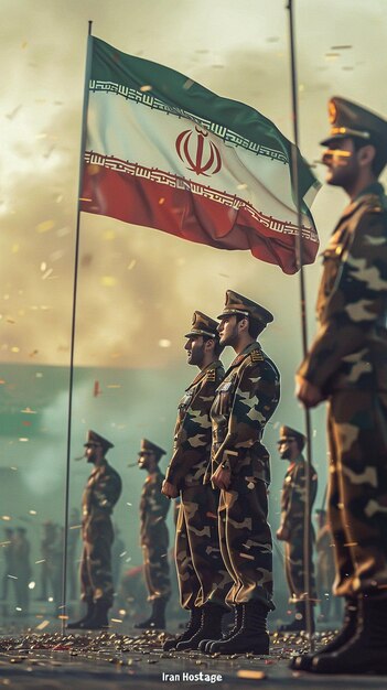 Photo a group of soldiers stand in front of a flag that says  army