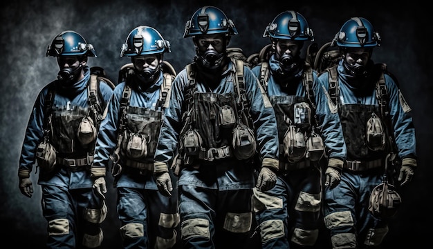 A group of soldiers in uniform with the word police on the front.