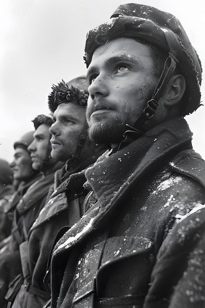 Photo a group of soldiers in winter gear