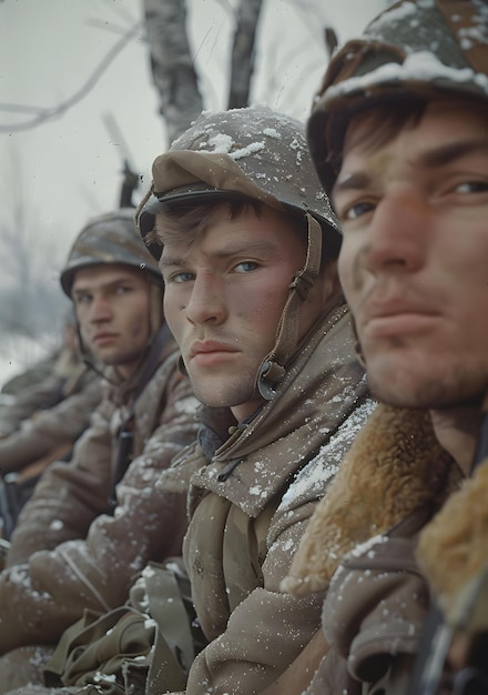 Photo a group of soldiers in winter gear