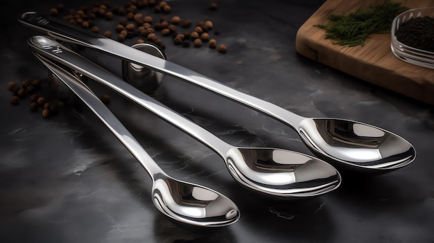 A group of spoons on a table