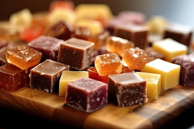 a group of square shaped candies