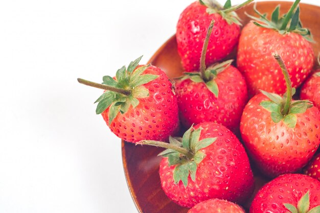 Group of Strawberries on white background.