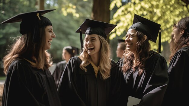 A group of students in graduation caps and gowns