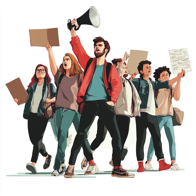 a group of students on strike