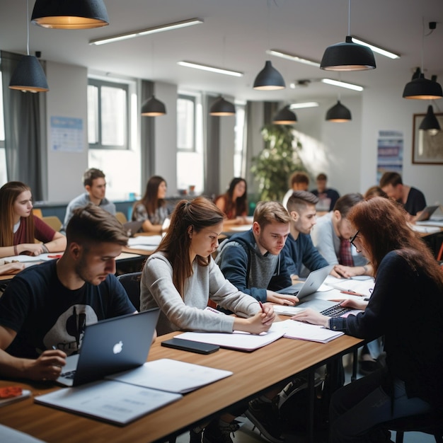 Group of students taking a course together in the class