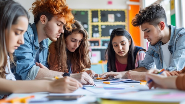 Group of students working on a project