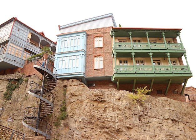 Group of Stunning Georgian Traditional Buildings in the Old Tbilisi Georgia